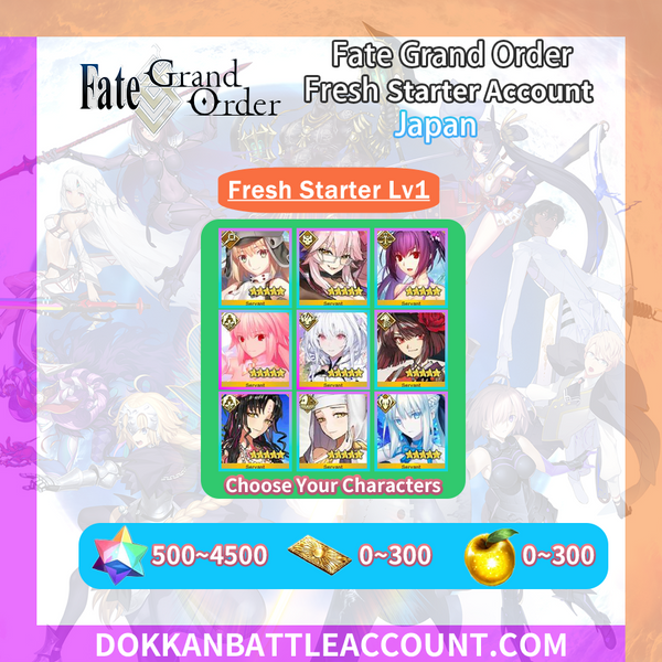 [Japan] FGO Fate Grand Order Fresh Starter Lv1 Account | 500~4500 Quartz | Sessyoin Kiara MoonCancer | Waver | Castoria | Yaskaya | Morgan