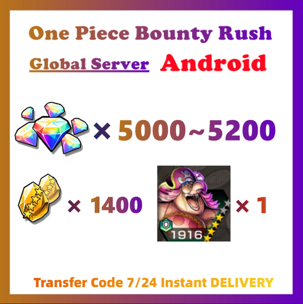 [Global] One Piece Bounty Rush OPBR 5000+ Gems 1400+ gold fragments With Swimsuit Big Mom Starter Account For Android