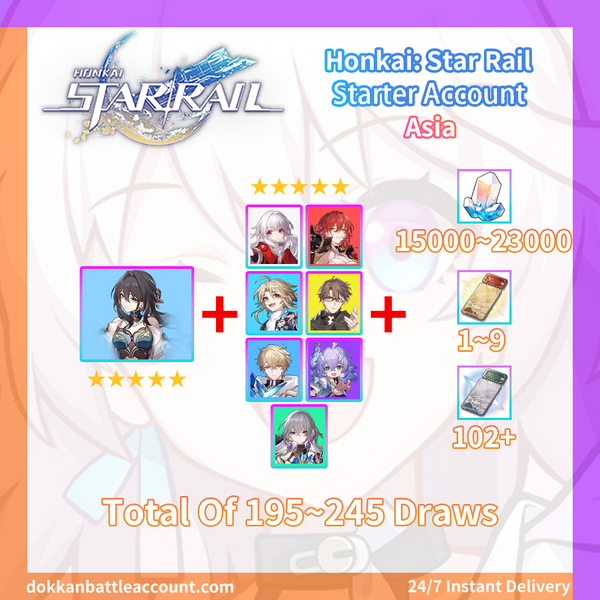 [Asia] Honkai: Star Rail Stellar Jade Reroll Starter Account - Ruan Mei + Random 5★