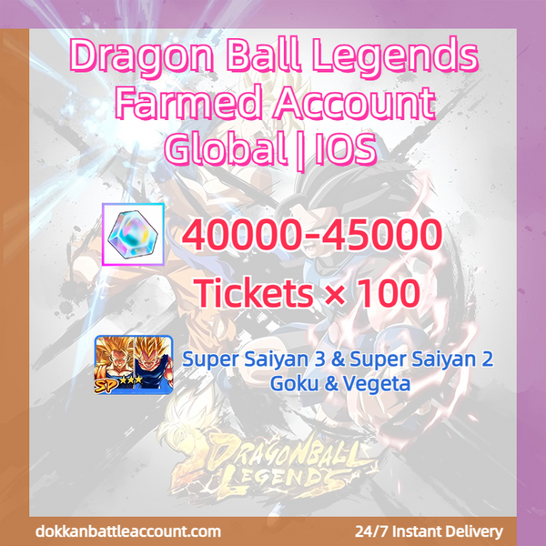 [ Global | IOS ] Dragon Ball Legends Farmed Account with 40k Gems SP Super Saiyan 3 & Super Saiyan 2 Goku & Vegeta