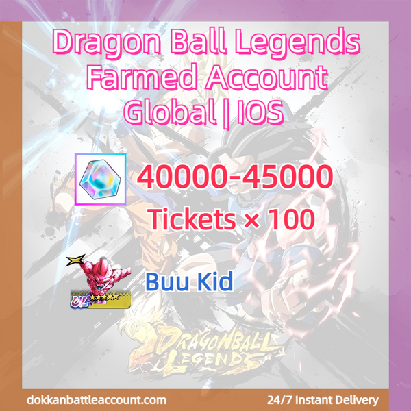 [ Global | IOS ] Dragon Ball Legends Farmed Account with 40k Gems +100Tickets UL Buu Kid