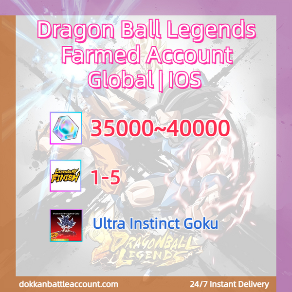 [ Global | IOS ]Dragon Ball Legends Farmed Account with 35k+ Crystals+Ultra Instinct Goku