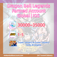 [ Global | IOS ] Dragon Ball Legends Farmed Account with 30k Gems SP Super Saiyan 3 & Super Saiyan 2 Goku & Vegeta