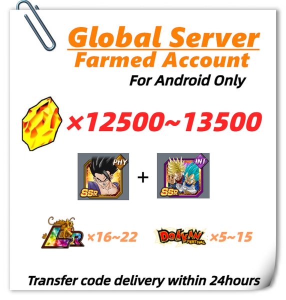 [Global] Dokkan Battle Farmed Account 12500+ DS with Proud Saiyan Lineage Beast Gohan for Android