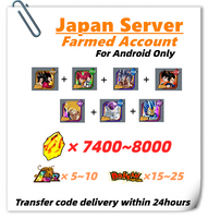 [Japan] Dokkan Battle Farmed Account 7400+Stones 7th 6th Anniversary Super Saiyan 4 Goku Vegeta God Goku Freeza  for Android Only