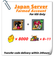 [Japan] Dokkan Battle Farmed Account 8000 DS+ 7th Anniversary Super Saiyan 4 Goku Vegeta+Super Saiyan God Goku Vegeta for IOS Only