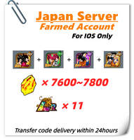 [Japan] Dokkan Battle Farmed Account 7600+ DS 7th 3th +Super Saiyan 4 Goku God Goku  God Vegeta Goku (Angel) & Vegeta (Angel) for IOS Only