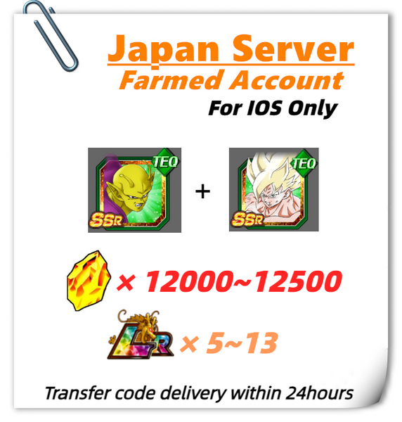 [Japan] Dokkan Battle Farmed Account 12000+Super Saiyan Goku+Piccolo (Power Awakening) for IOS Only