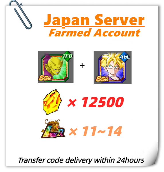 [Japan] Dokkan Battle Farmed Account 12500 DS with Piccolo (Power Awakening)+Super Saiyan Gohan (Youth) for iOS and Android