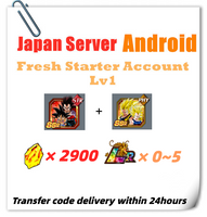 [Japan] Dokkan Battle Fresh Starter Account 2900+ DS 8th Anniversary with Goku (GT) & Super Saiyan 4 Vegeta+Super Saiyan 3 Goku & Super Saiyan 2 Vegeta for Android Only