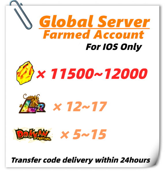 [Global] Dokkan Battle Farmed Account 11500+ DS +12LR For IOS Only