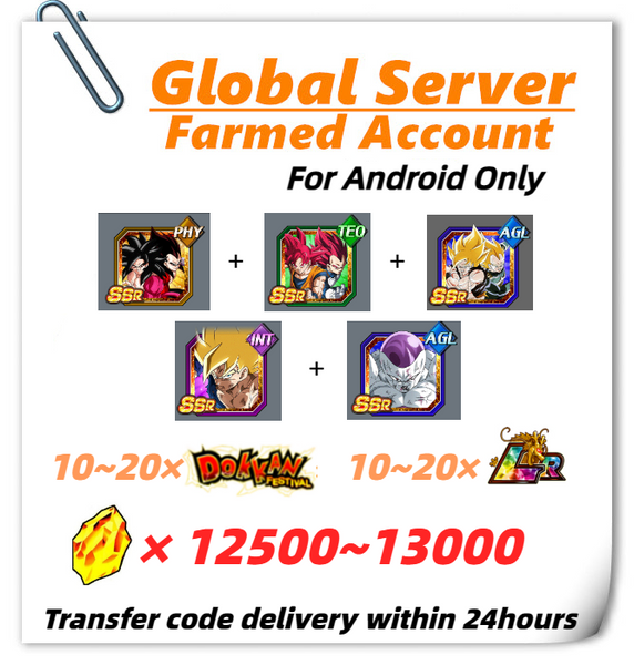 [Global] Dokkan Battle Farmed Account 12500+DS 7TH Super Saiyan 4 Goku & Super Saiyan 4 Vegeta Freeza And Other Characters In Picture for Android Only