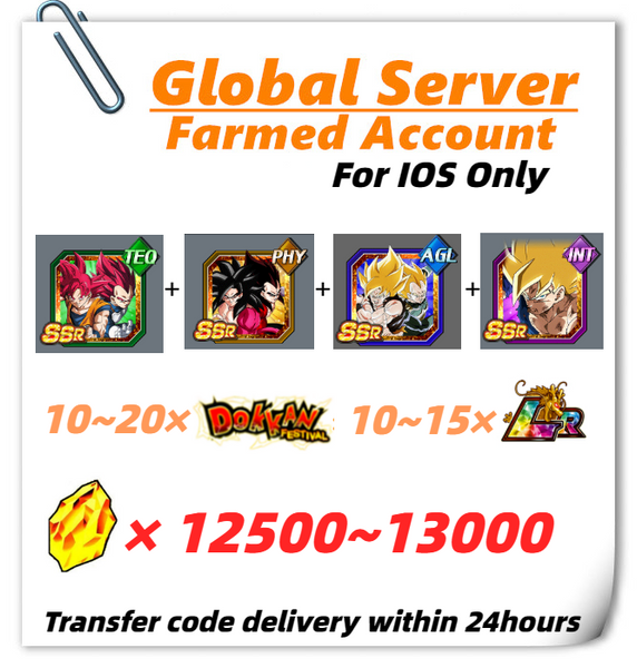 [Global] Dokkan Battle Farmed Account 12500+ DS 7TH Super Saiyan 4 Goku & Super Saiyan 4 Vegeta And Other Characters In Picture for IOS Only