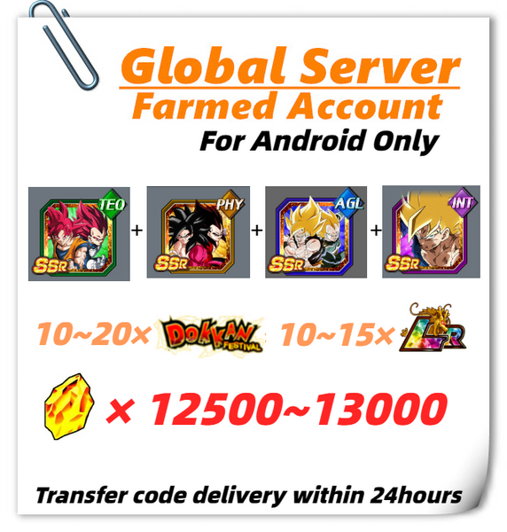 [Global] Dokkan Battle Farmed Account 12500+ DS 7TH Super Saiyan 4 Goku & Super Saiyan 4 Vegeta And Other Characters In Picture for Android Only