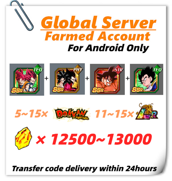 [Global] Dokkan Battle Farmed Account 12500+ DS 7TH Goku (Kaioken) Vegeta And Other Characters In Picture for Android Only