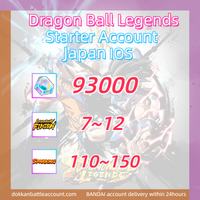[ Japan | IOS ] Dragon Ball Legends Fresh Starter Account with 93K Crystals 7~12LF  110~150 SP
