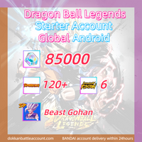 [ Global | Android ] Dragon Ball Legends Fresh Starter Account with 85K Crystals+6LF+120SP With Beast Gohan