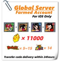 [Global] Dokkan Battle Farmed Account 11500 DS With 7th 4th Super Saiyan 4 Goku Vegeta God Goku for IOS Only