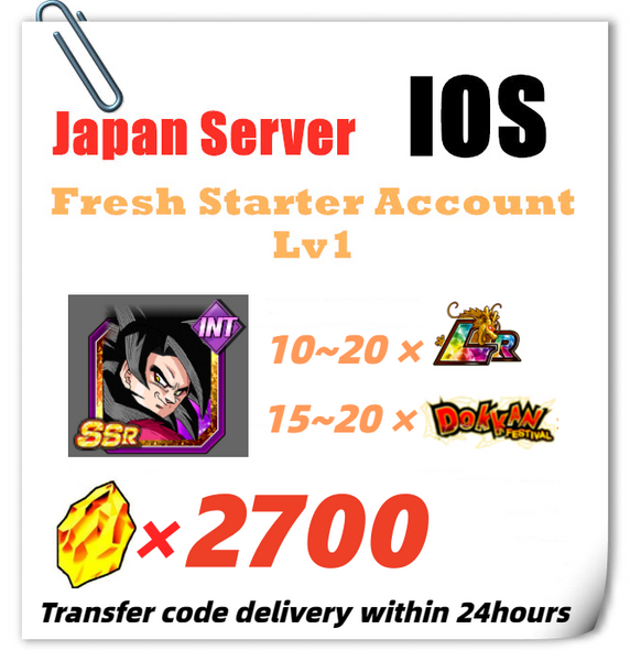 [Japan] Dokkan Battle Fresh Starter Account 2000+ DS With Super Saiyan 4 Goku for IOS Only