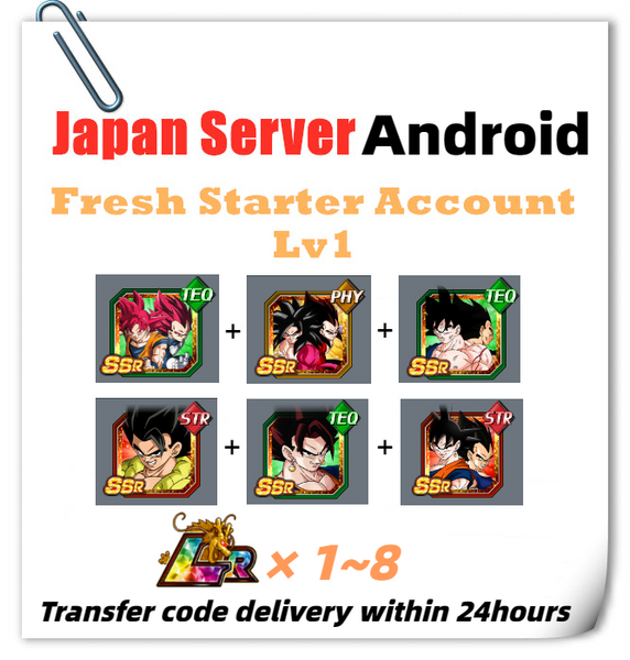 [Japan] Dokkan Battle Fresh Starter Account With Super Saiyan God Goku & Super Saiyan God Vegeta Vegetto Gogeta And Other Characters In Picture for Android Only