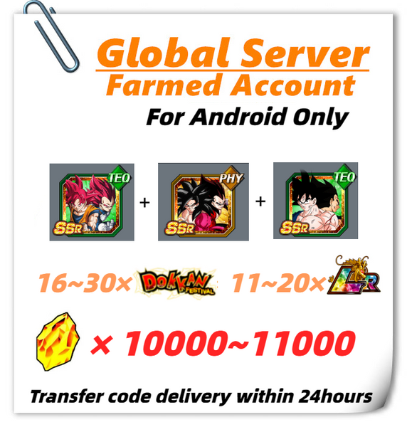 [Global] Dokkan Battle Farmed Account 10000+ DS With 7TH Super Saiyan God Goku God Vegeta Super Saiyan 4 Goku Vegeta Goku (Angel) & Vegeta (Angel) for Android Only