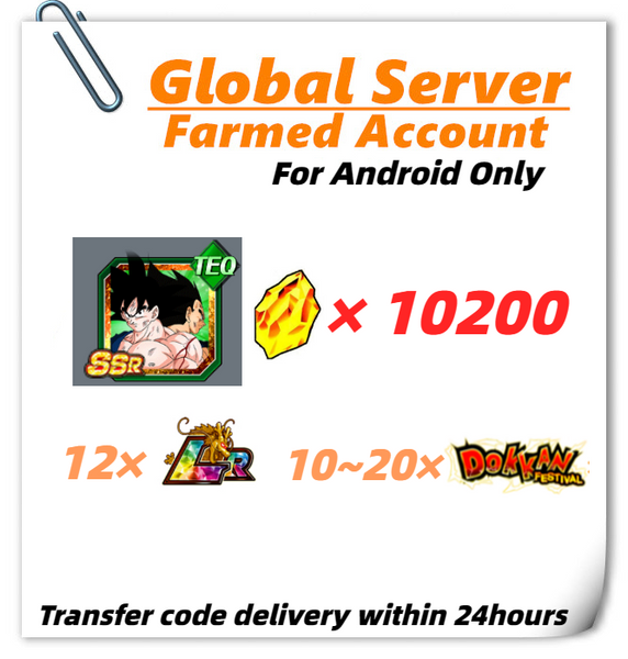 [Global] Dokkan Battle Farmed Account 10200 DS +12LR With Goku (Angel) & Vegeta (Angel) for Android Only