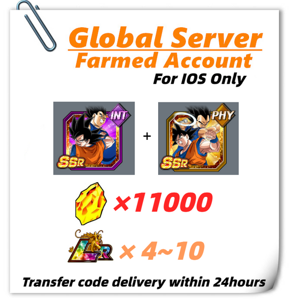 [Global] Dokkan Battle Farmed Account 11000 DS with Goku & Vegeta Goku (Angel) & Vegeta (Angel) for IOS