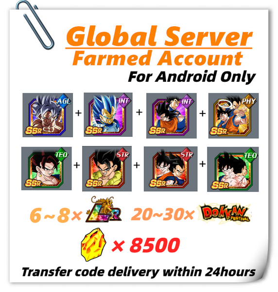 [Global] Dokkan Battle Farmed Account 8500 DS+ 6Th Anniversary Goku Vegeta Gogeta + All Characters In The picture for Android Only