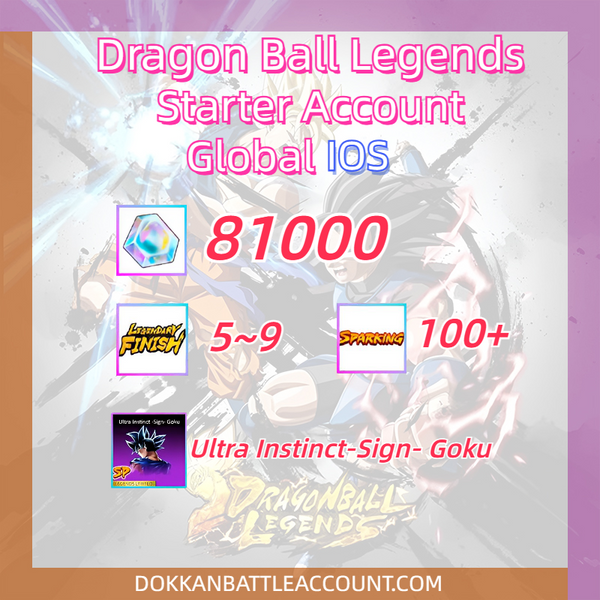 [ Global | IOS ] Dragon Ball Legends Fresh Starter Account with 81K+Crystals+5~9LF+100SP With Ultra Instinct-Sign- Goku