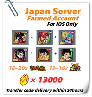 [Japan] Dokkan Battle Farmed Account 13000 DS With 7TH 5TH Super Saiyan 4 Goku God Goku God SS Vegeta Super Saiyan 4 Goku Gogeta Vegetto for IOS Only