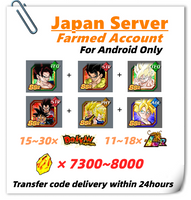 [Japan] Dokkan Battle Farmed Account 7300+ Stones With 8.5TH Vegetto Gogeta Super Saiyan Goku Goku (GT) & Super Saiyan 4 Vegeta Super Saiyan 3 Goku & Super Saiyan 2 Vegeta Gohan for Android Only