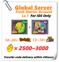 [Global] Dokkan Battle Fresh Account 2500+DS With Piccolo (Power Awakening)+Super Saiyan God SS Vegeta & Super Saiyan Trunks (Future) For IOS Only