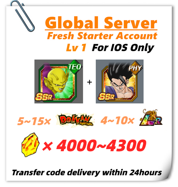 [Global] Dokkan Battle Fresh Starter Account 4000+ DS With Piccolo+ Beast Gohan For IOS Only