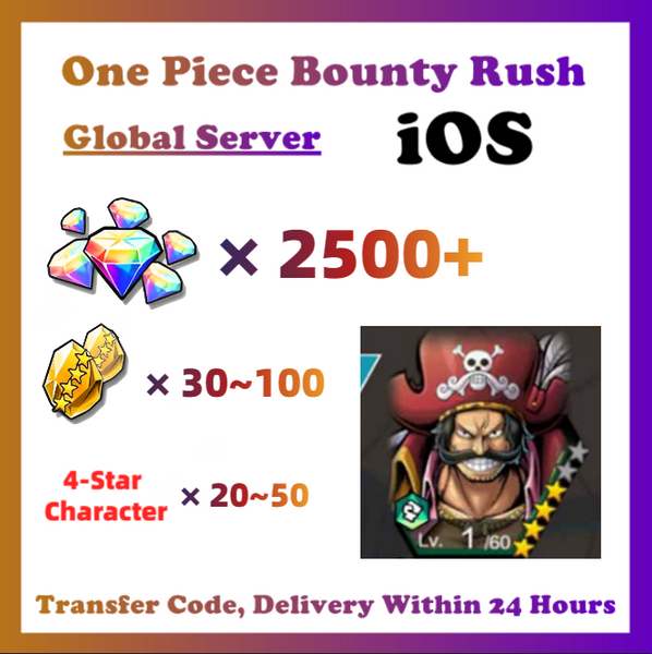 [Global] One Piece Bounty Rush OPBR 2500+ Gems With Gol·D·Roger Starter Account For IOS
