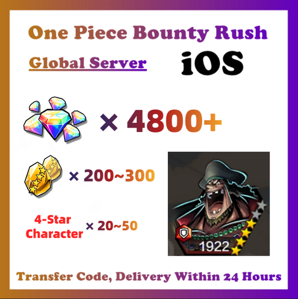 [Global] One Piece Bounty Rush OPBR 4800+ Gems With 4★Blackbeard Starter Account For IOS