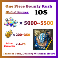 [Global] One Piece Bounty Rush OPBR 5000+ Gems With 4★ Onigashima Killer Starter Account For IOS
