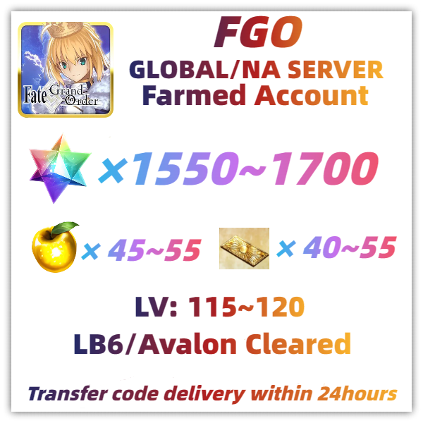 [NA] FGO Fate Grand Order Farmed Account 1550+ Quartz With 45+ Golden Apples