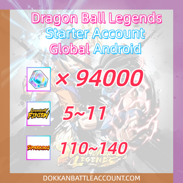 [ Global | Android ] Dragon Ball Legends Fresh Starter Account with 94K Crystals+5~11LF+110~140SP