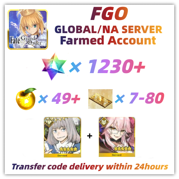 [NA] FGO Fate Grand Order Farmed Account 1230+ Quartz With Oberon+Koyanskaya of Light