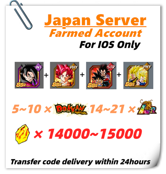 [Japan] Dokkan Battle Farmed Account 14000+ DS With 8TH Super Saiyan 4 Goku Super Saiyan God Goku For IOS Only