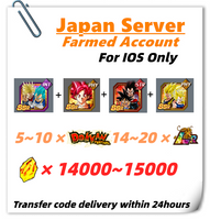 [Japan] Dokkan Battle Farmed Account 13000+ DS With 8TH Super Saiyan God Goku Super Saiyan God SS Vegeta & Super Saiyan Trunks (Future) For IOS Only