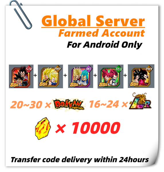 [Global] Dokkan Battle Farmed Account 10000 DS With 8TH 7TH Super Saiyan God SS Vegeta & Super Saiyan Trunks (Future) For Android Only