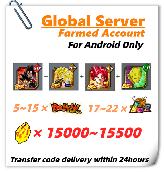 [Global] Dokkan Battle Farmed Account 15000+ DS With 8TH Super Saiyan God Goku Piccolo For Android Only