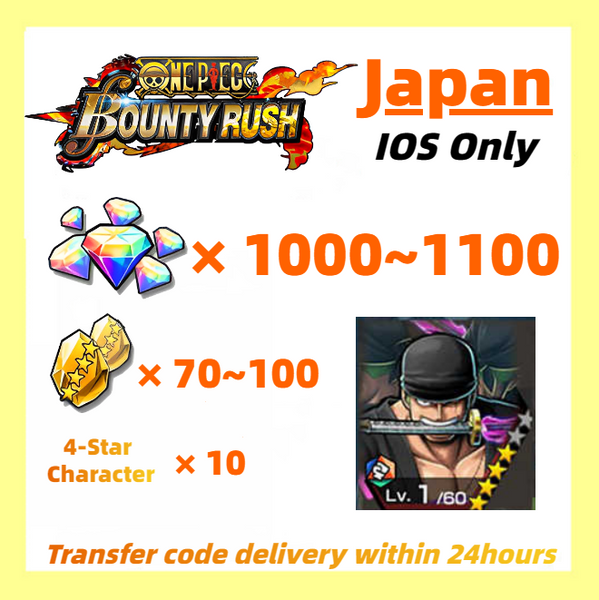 [Japan] One Piece Bounty Rush OPBR 1000+ Gems With Roronoa Zoro Starter Account For IOS
