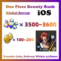 [Global] One Piece Bounty Rush OPBR 3500+ Gems 100~200 Gold Fragments With Shanks Blue For IOS