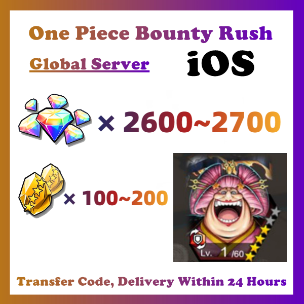 [Global] One Piece Bounty Rush OPBR 2600+ Gems 100~200 Gold Fragments With Ultra Legendary Oiran Big Mom For IOS