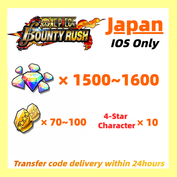 [Japan] One Piece Bounty Rush OPBR 1500+ Gems With 70+ Gold Fragments Starter Account For IOS
