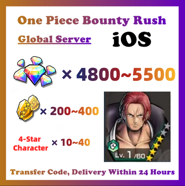 [Global] One Piece Bounty Rush OPBR 4800+ Gems With Film Red Shanks Starter Account For IOS Only
