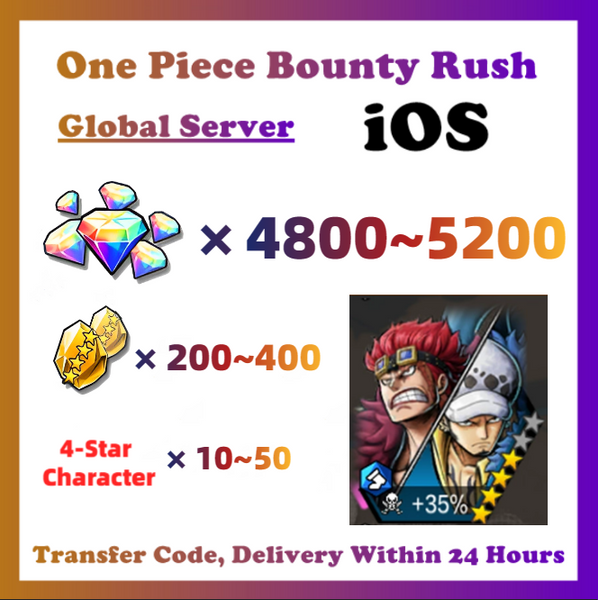 [Global] One Piece Bounty Rush OPBR 4800+ Gems With 4★ Onigashima Kid&Amp Law Starter Account For IOS Only
