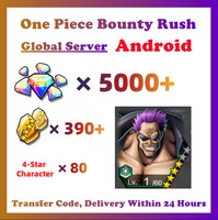 [Global] One Piece Bounty Rush OPBR 5000+ Gems 390+ Gold Fragments With Zephyr Starter Account For Android